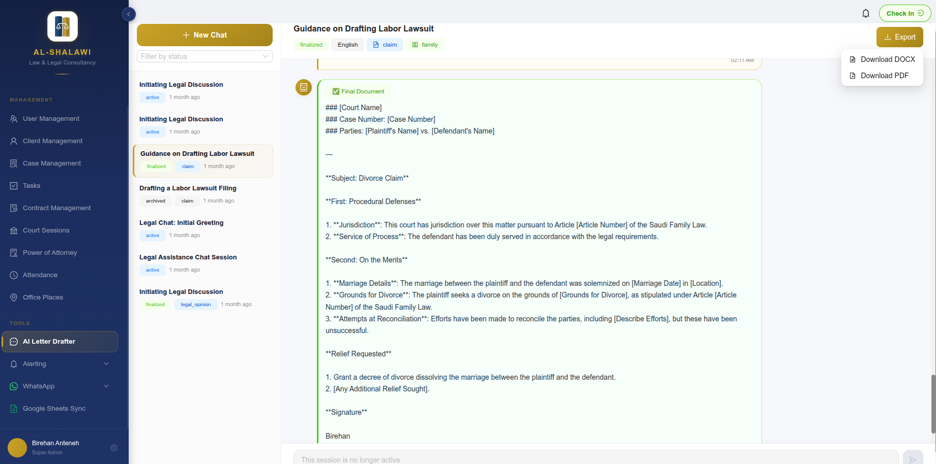 Al-Shalawi — Bilingual AI Legal Platform – screenshot 2