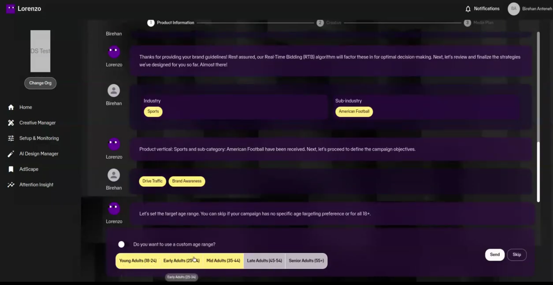 Lorenzo — AI Campaign Strategy Builder – screenshot 2